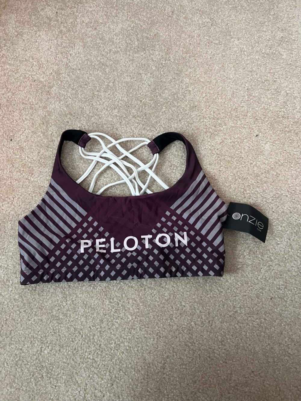 Onzie Peloton Women's Burgundy and White Strappy Sports Bra
